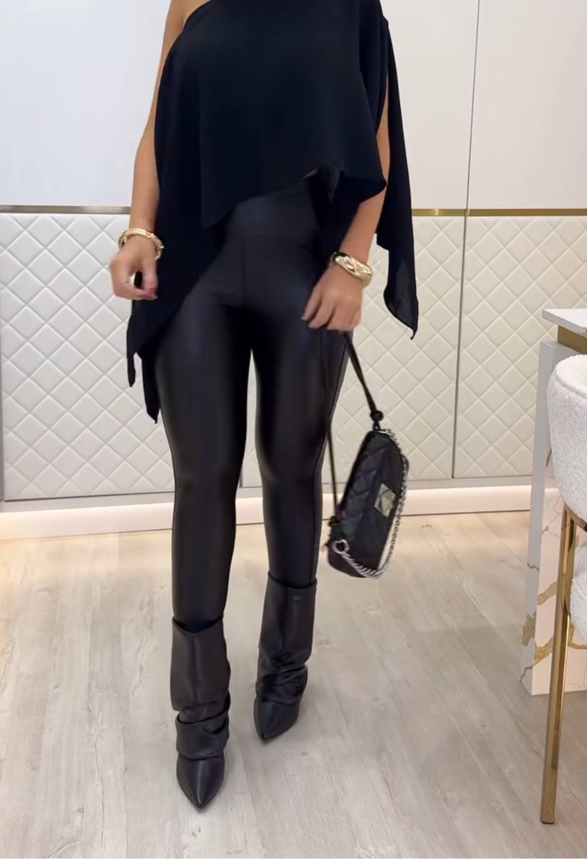 Calça Legging Montaria Pu Couro Sintético Justa Premium